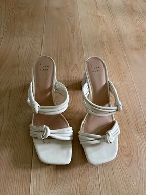 a new day White Knotted Strap Heeled Mules